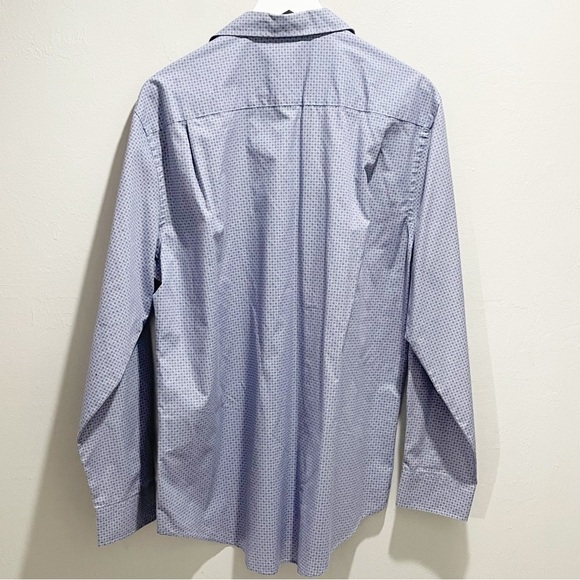 VAN HEUSEN Men’s Blue Geometric Print Long Sleeve Button Up Shirt Size Large - Picture 3 of 7